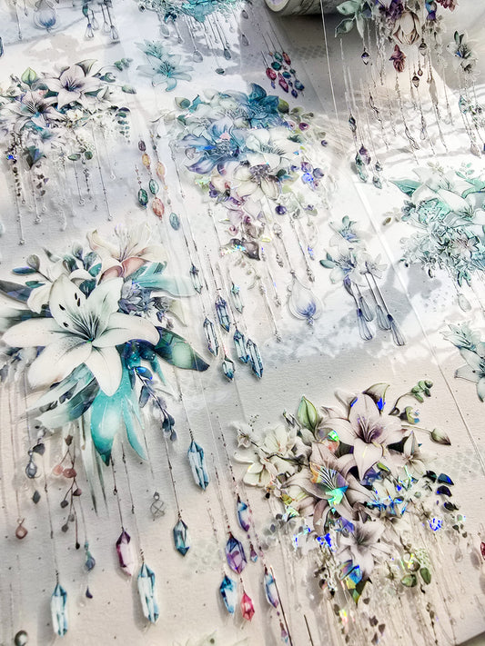 MHD-XHYS003|R-D| Floral Theme Transparent PET Sticker Roll | 50 mm | 2mtr