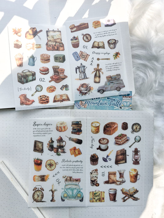 Yyj404 Star Wild Mountain Latte Deco Sticker Cofee| 4 Sheet 100*150 mm