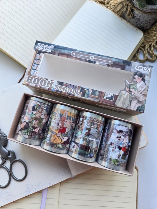 Zyjm201 Bookstagram PET Sticker Roll  | 4 Sticker Rolls 60mm*2m