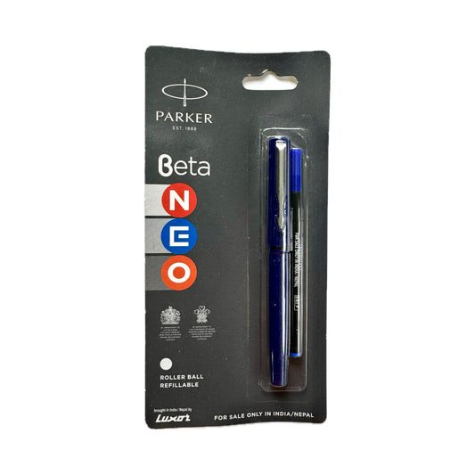 Parker Beta NEO Roller Ball Blue  | Fine Point | Blue Ink | Refillable with 1 free cartridges
