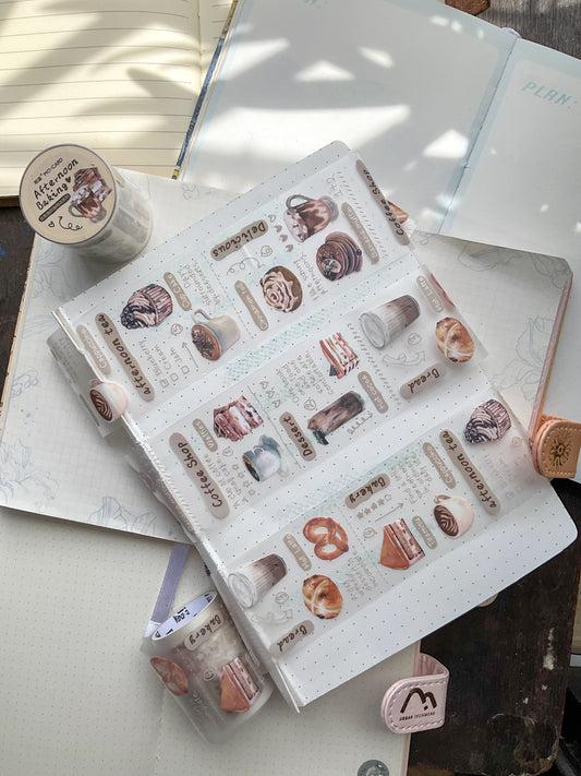 MMK03G176-PET Sticker Roll |Afternoon Baking | Coffee & Cake Theme|2mtr