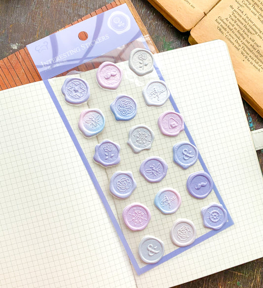 YT-EU002 Pastel Wax Seal Themed Sticker | Wax Stamp Sticker |