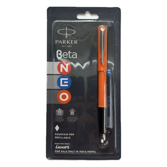 Parker Beta Fountain pen orange | Fountain pen | Blue Ink | Refillable 1 free cartridges