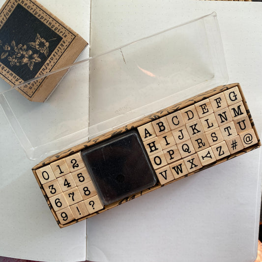 Wooden & Rubber Capital Letter Stamp with Ink Pad