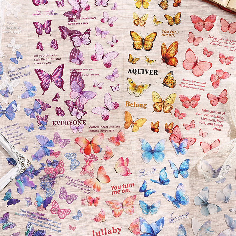 CYLG605 - sticker colorful wings streamer series butterfly cutting film hand account pet creative hand account material sticker