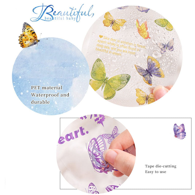 CYLG605 - sticker colorful wings streamer series butterfly cutting film hand account pet creative hand account material sticker