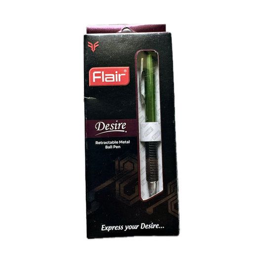 Flair Desire | Retractable Metal Ball Pen| Body Color: Green | Ink Color: Blue