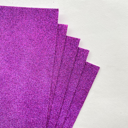 5pcs of glitter foam paper with Gum | Bright purple