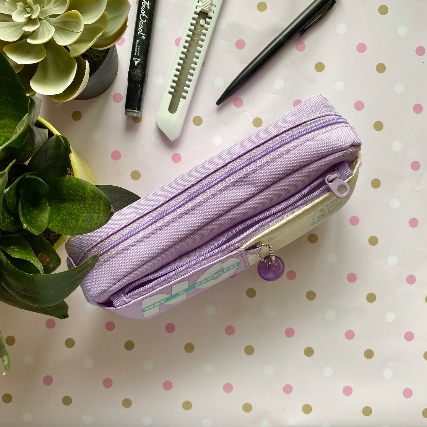 Pencil bag purple | size- 21x9.5x6 cm