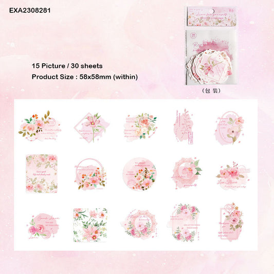 EXA2308281 Diy Blooming Paper Cutout Sticker 30Pc