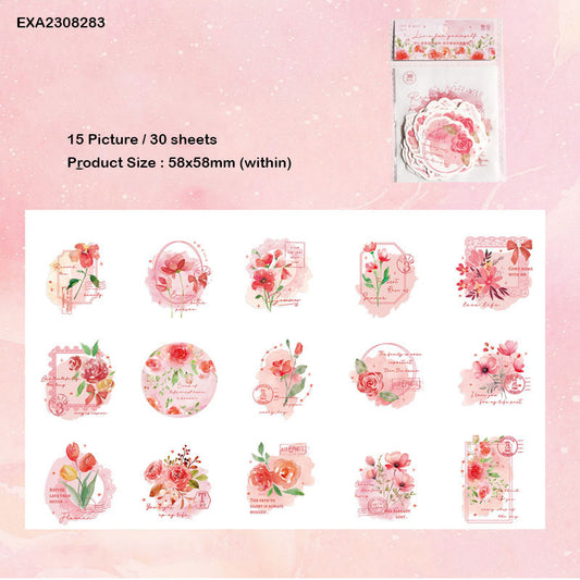 EXA2308283 Diy Blooming Paper Cutout Sticker 30Pc