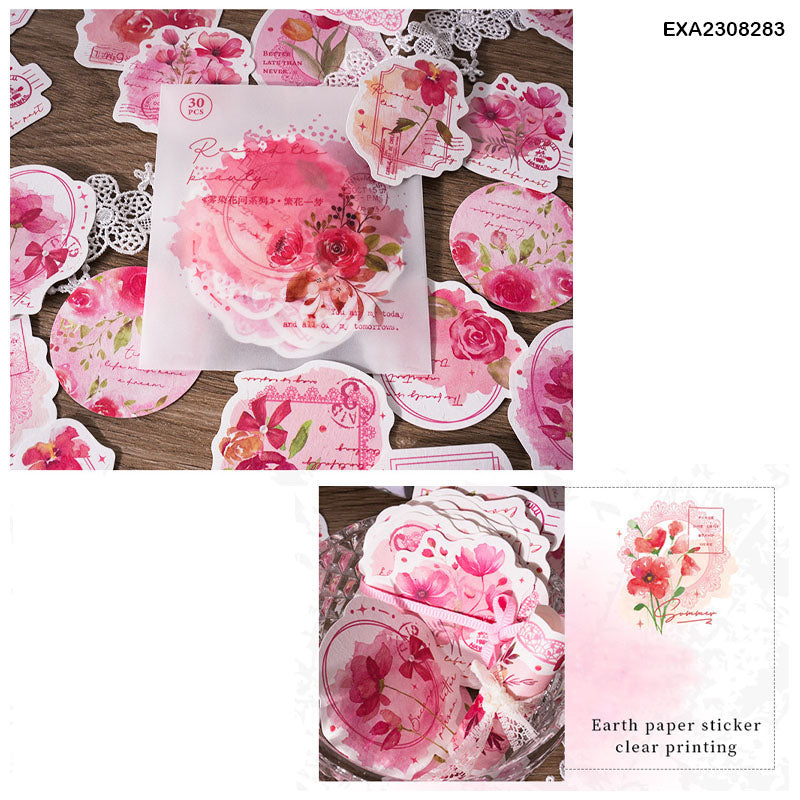 EXA2308283 Diy Blooming Paper Cutout Sticker 30Pc