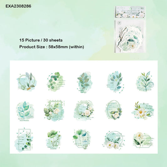 EXA2308286 Diy Blooming Paper Cutout Sticker 30Pc