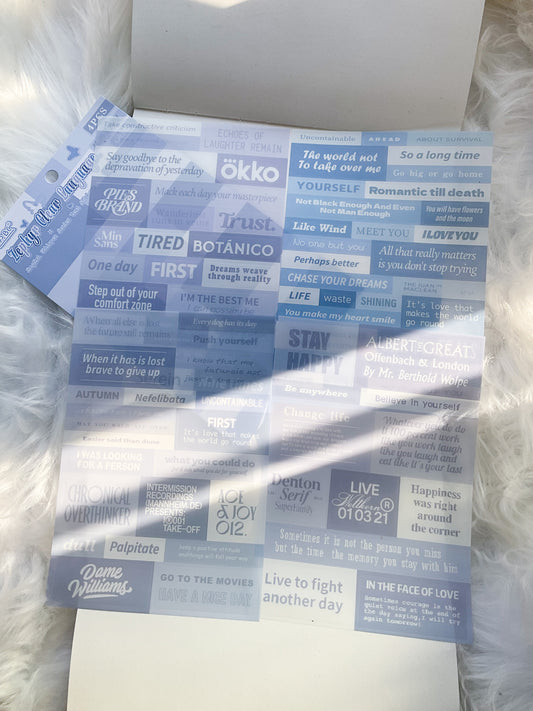 YWXY-6-04 | Zephyr Clear Language | PET | Transparent Sticker | 4 Sheets | 120*170mm