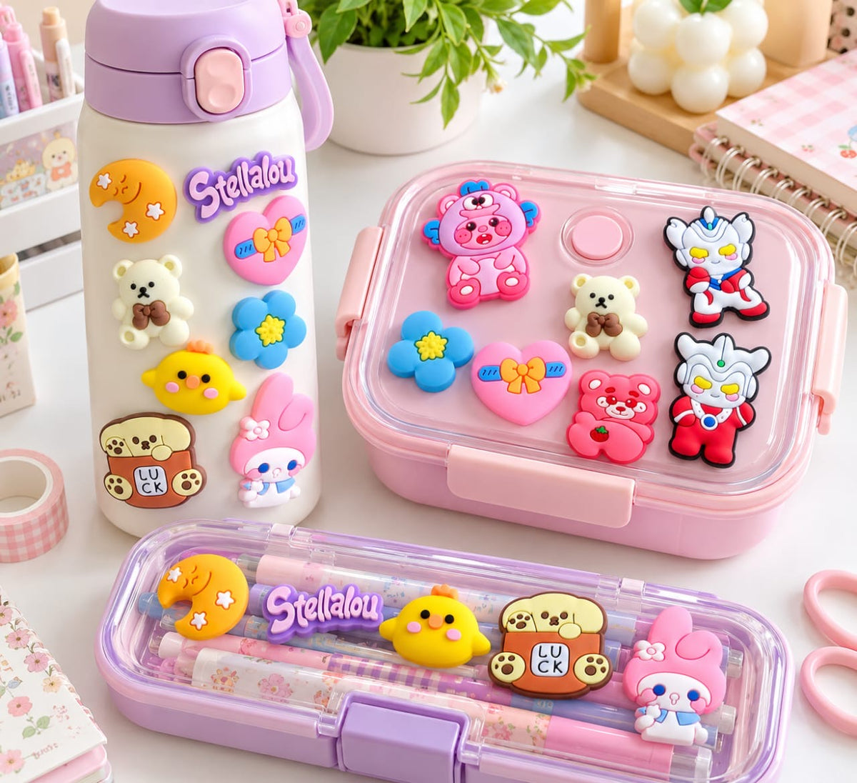 Colorful Mini DIY 3D Kawaii Style Cartoon Stickers 6Pcs