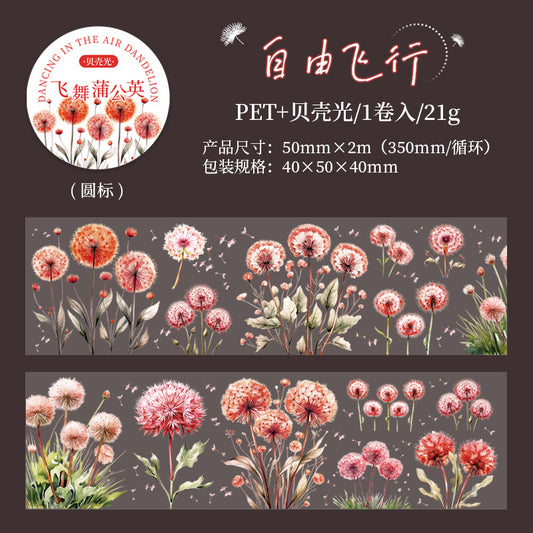 MHD-FWPG003-Floral Theme Transparent PET Sticker Roll | 50 mm | 2mtr