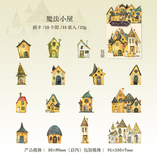 MHD-GGXW001-Vintage Home Paper Stickers | 35 X 80 mm | 15 Designs 1 Each | 15 Stickers Total
