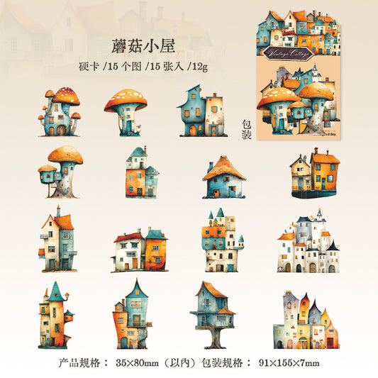 MHD-GGXW002-Vintage Home Paper Stickers | 35 X 80 mm | 15 Designs 1 Each | 15 Stickers Total