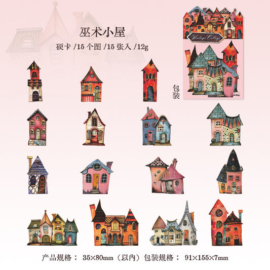 MHD-GGXW003-Vintage Home Paper Stickers | 35 X 80 mm | 15 Designs 1 Each | 15 Stickers Total