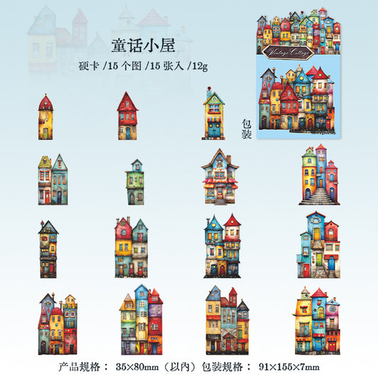MHD-GGXW004-Vintage Home Paper Stickers | 35 X 80 mm | 15 Designs 1 Each | 15 Stickers Total