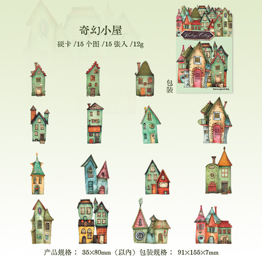 MHD-GGXW006-Vintage Home Paper Stickers | 35 X 80 mm | 15 Designs 1 Each | 15 Stickers Total