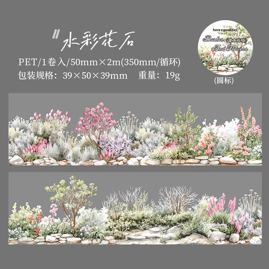 MHD-GMHJ002-Floral Theme Transparent PET Sticker Roll | 50 mm | 2mtr
