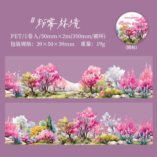 MHD-GMHJ003-Floral Theme Transparent PET Sticker Roll | 50 mm | 2mtr