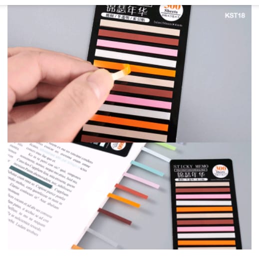 KST18 - Sticky Notes Strip Plastic 15 Colors Total 300 Strips