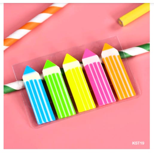 KST19 Sticky Notes Pencil Plastic Fluorescent 5 Colors