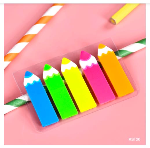 KST20 Sticky Notes Pencil Plastic Fluorescent 5 Colors