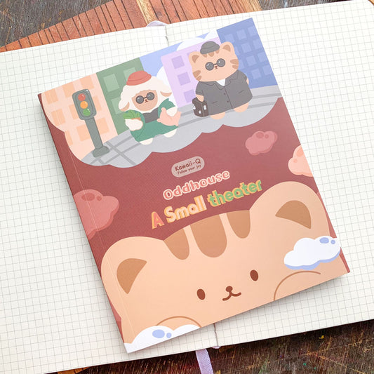 KQ-0069-AST - Kawaii Decorative Sticker Book | Paper & PET Stickers | 15 Paper & 15 PET Stickers Sheets | 30 Sheets | 15x13 CM | A Small Theater