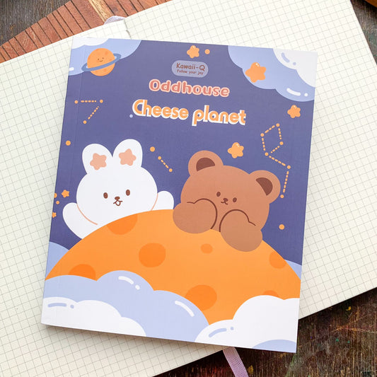 KQ-0068-CP - Kawaii Decorative Sticker Book | Paper & PET Stickers | 15 Paper & 15 PET Stickers Sheets | 30 Sheets | 15x13 CM | Cheese Planet