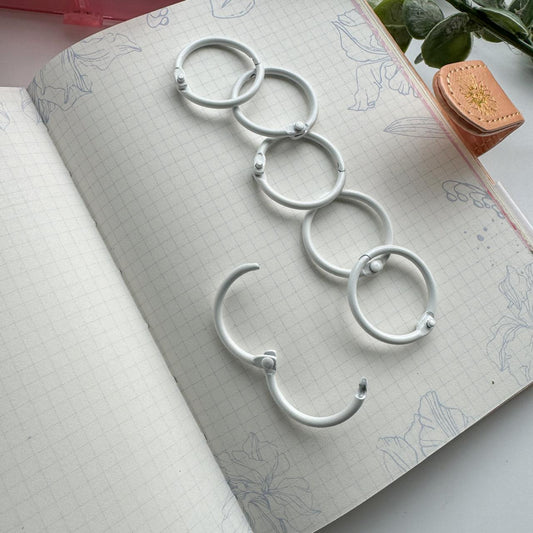 30brw Book Ring | Binder Ring 6pc 30 mm White