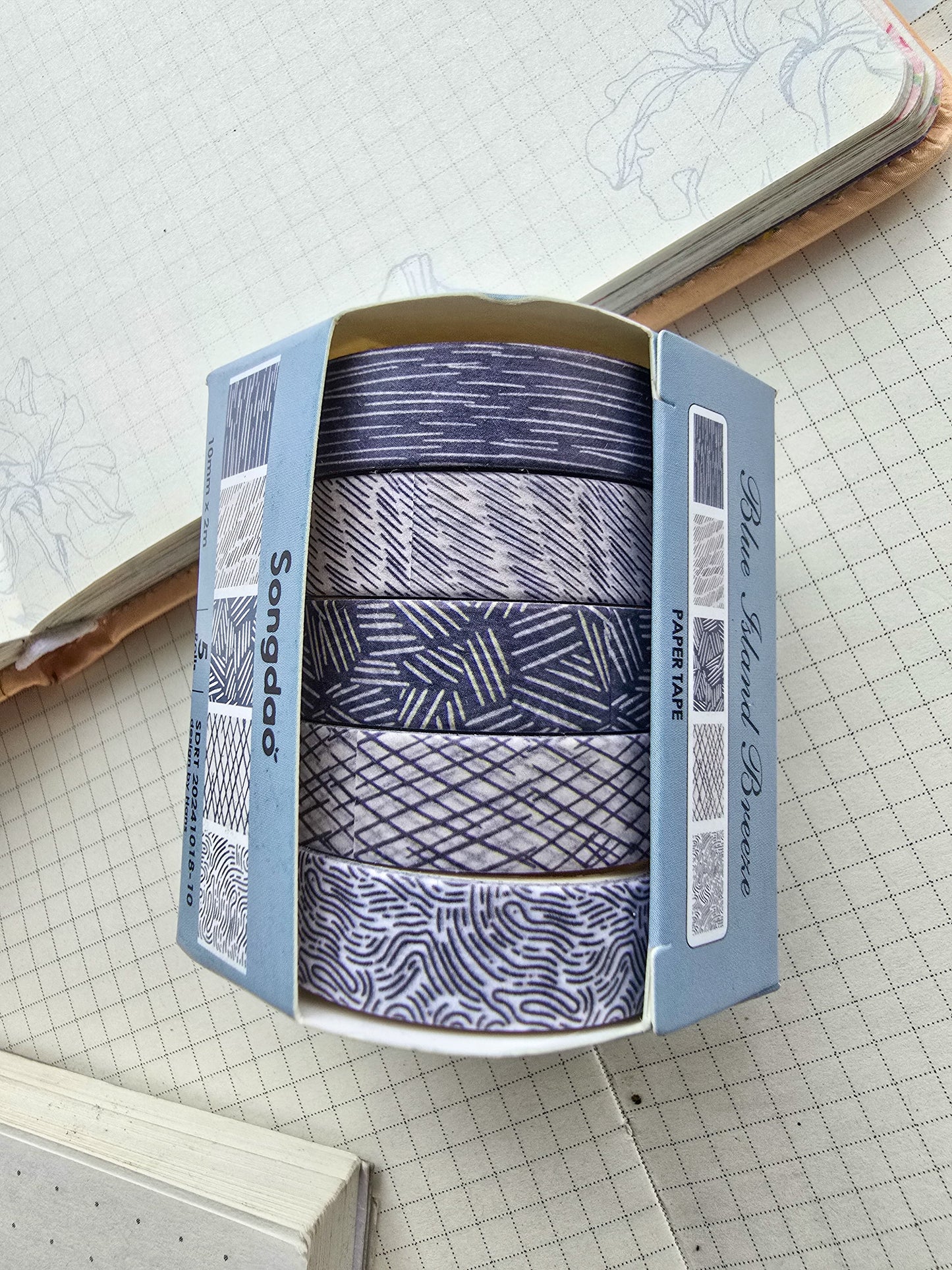 Washi Tape Set of 5 Washi tapes 10mm | Japanese Washi Paper | 2 Meter each(1018-10)