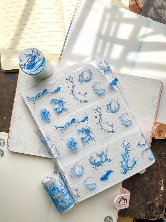 MHD-SDXZ004|Transparent  Pet Sticker Roll|Water Splash||2mtr|Width 6cm|Pre Cut Sticker