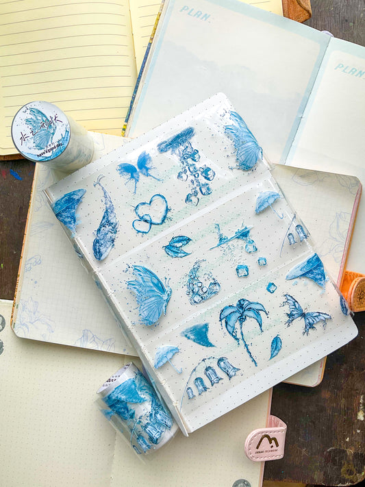 MHD-SDXZ005|Transparent  Pet Sticker Roll| Butterfly & Water Splash ||2mtr|Width 6cm|Pre Cut Sticker