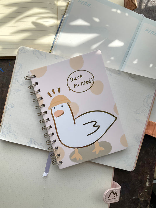 B501-Duck No Need| Kawaii Dairy | Spiral binding |Square Grid Special Notebooks 80 Pages 17.5x12.5 cm |Spriral Cute Kawaii Character Diary