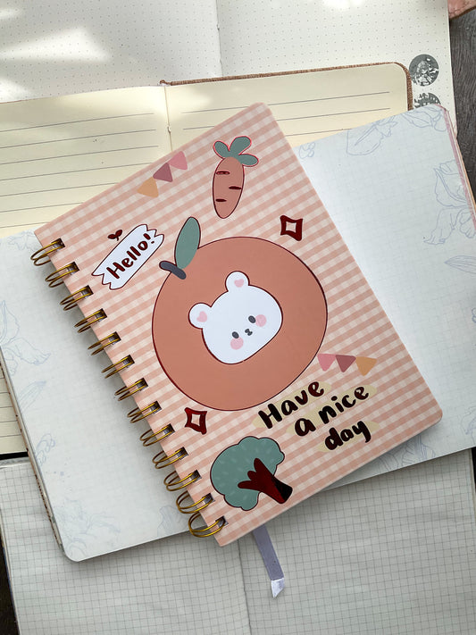 B501-hello! Have A Nice Day| Kawaii Dairy | Spiral binding |Square Grid Special Notebooks 80 Pages 17.5x12.5 cm |Spriral Cute Kawaii Character Diary
