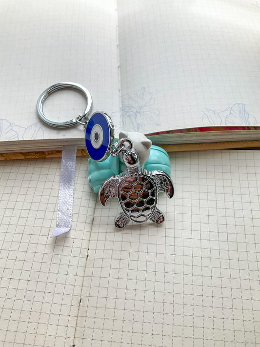 Evil Eye silver Turtle Metal Keychain| AK