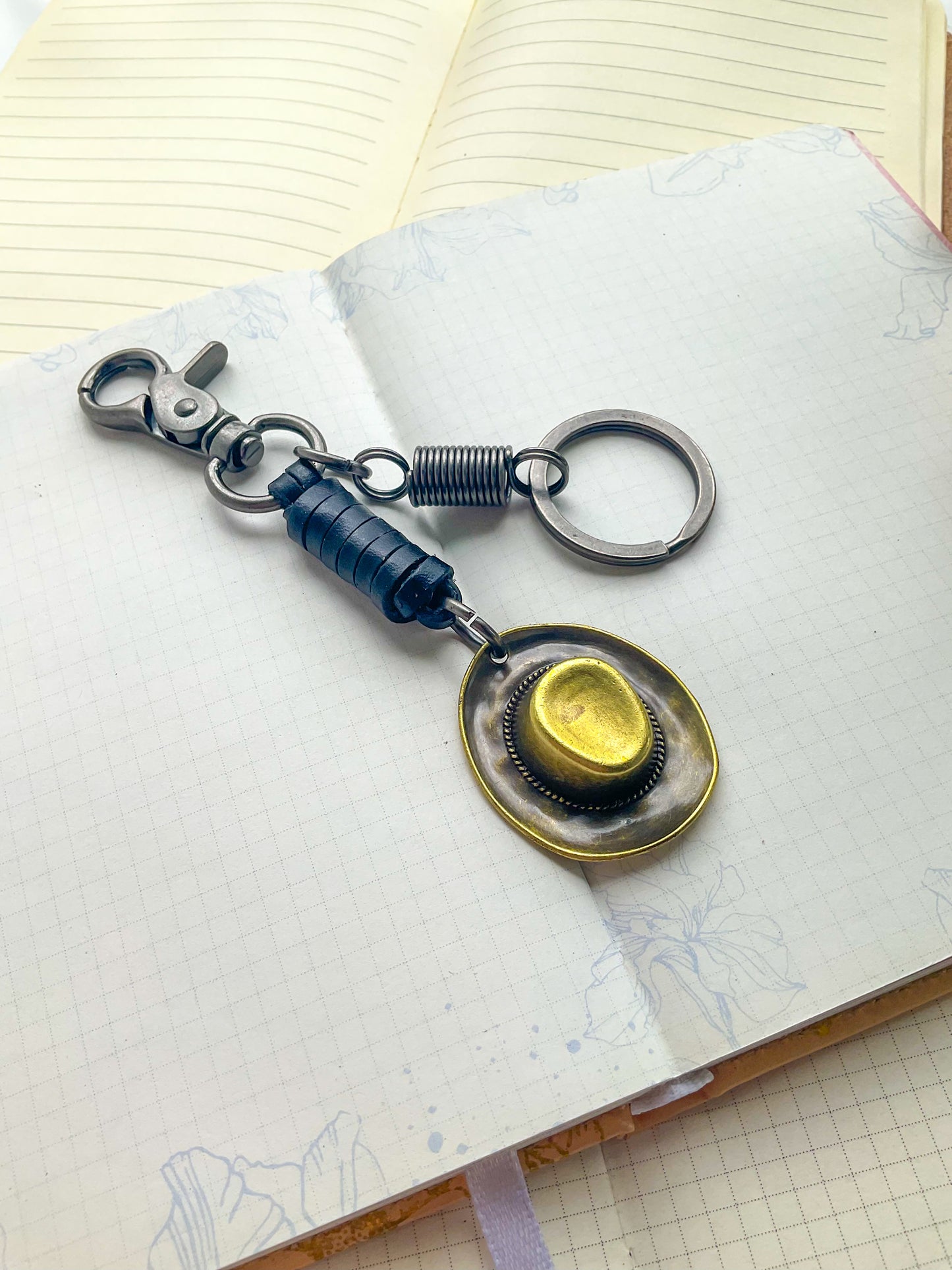 Cowboy Shaped Keychain| Leather Keychain with Spring Keyring| BAK