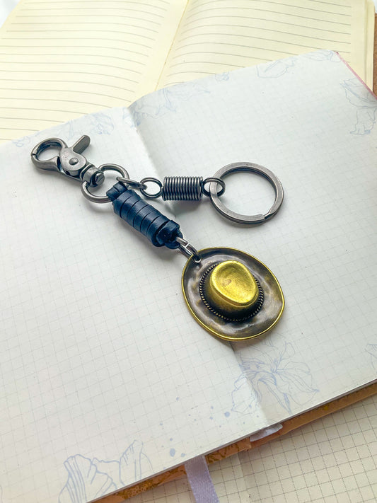 Cowboy Shaped Keychain| Leather Keychain with Spring Keyring| BAK