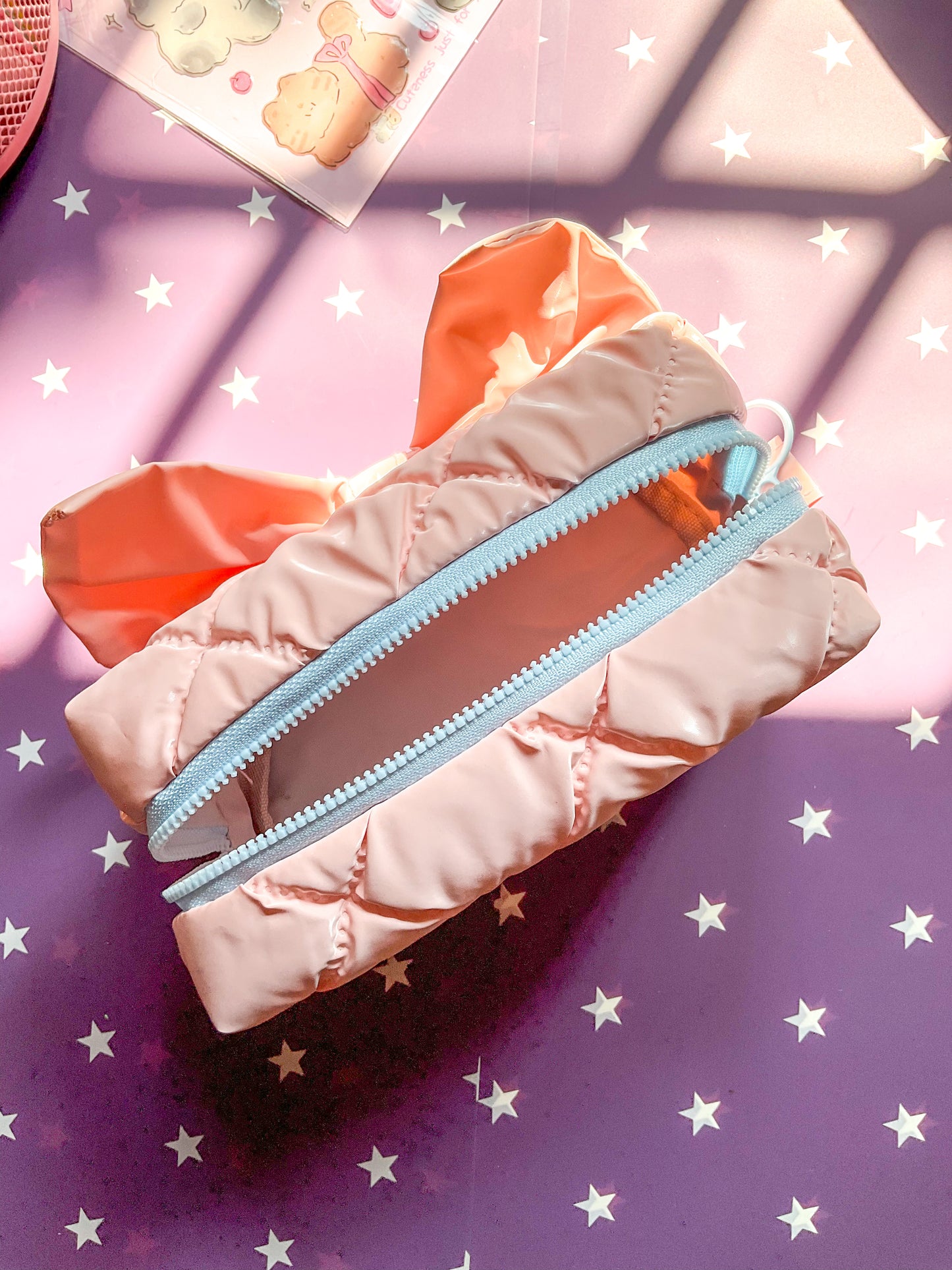 KV53042-R11 Premium Quality Pencil Pouch| Stylish Toiletry Bag Multifunction Cosmetic Bag| Cute Kawaii Pencil Bag Peach