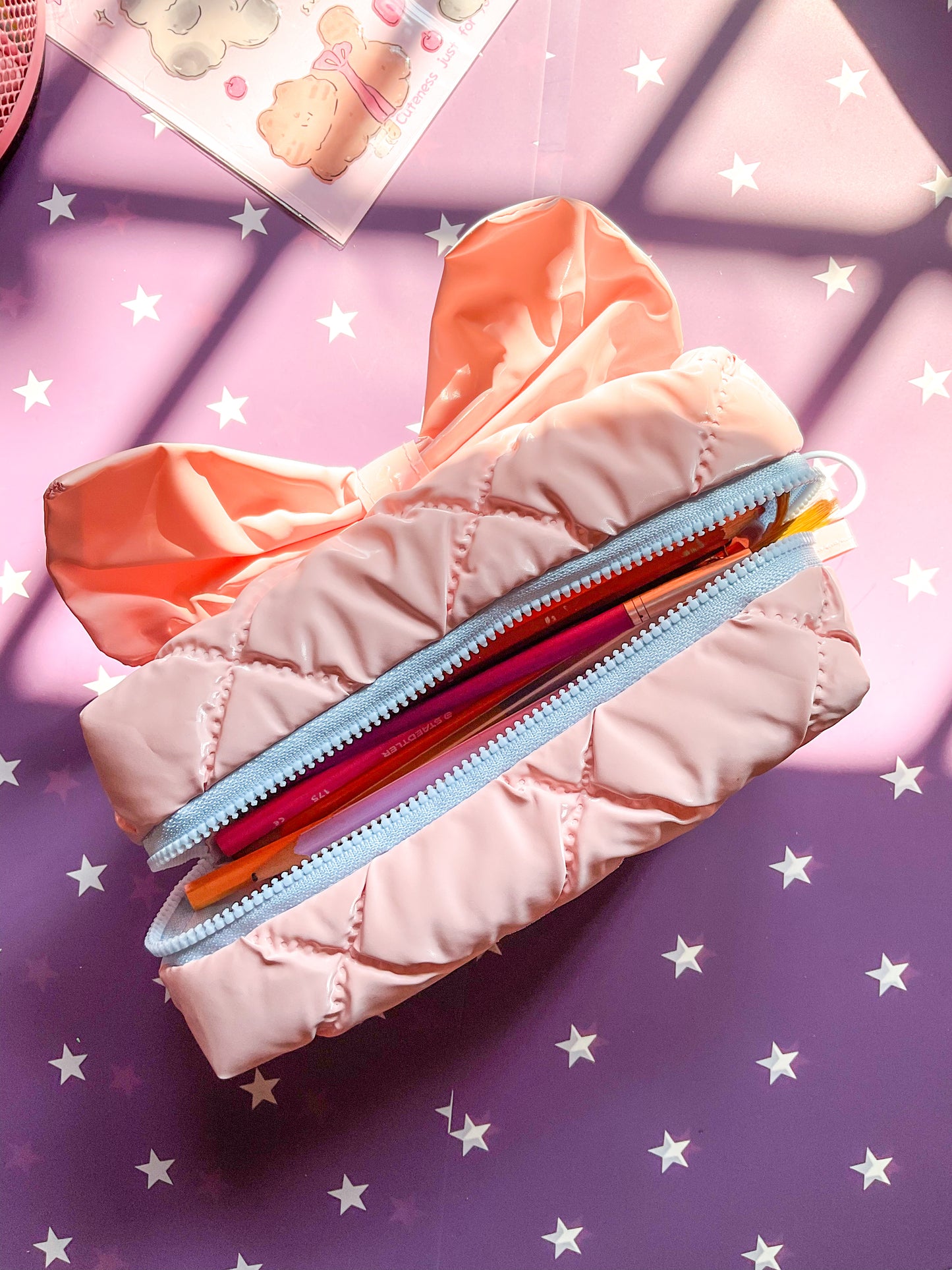 KV53042-R11 Premium Quality Pencil Pouch| Stylish Toiletry Bag Multifunction Cosmetic Bag| Cute Kawaii Pencil Bag Peach