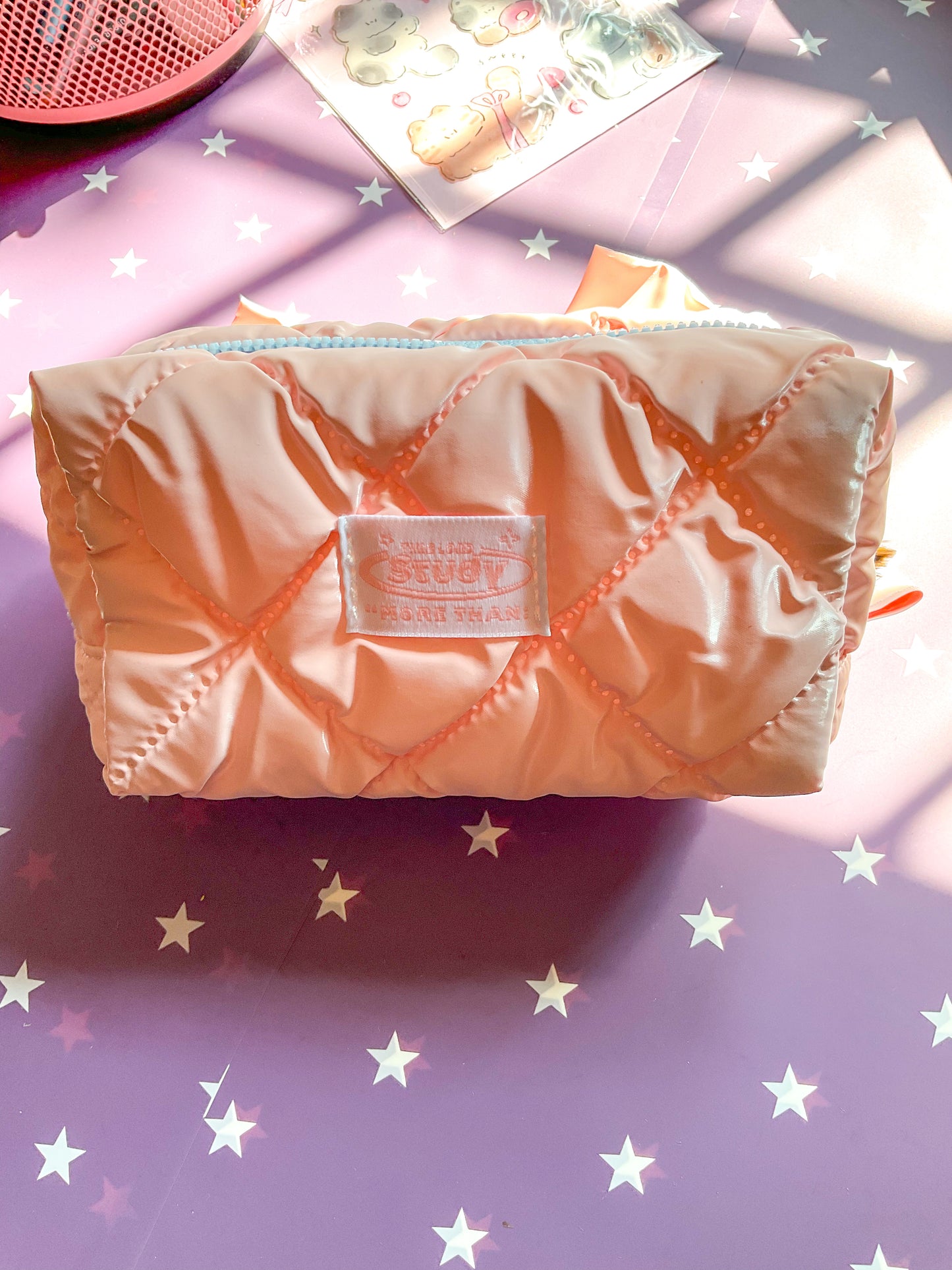 KV53042-R11 Premium Quality Pencil Pouch| Stylish Toiletry Bag Multifunction Cosmetic Bag| Cute Kawaii Pencil Bag Peach