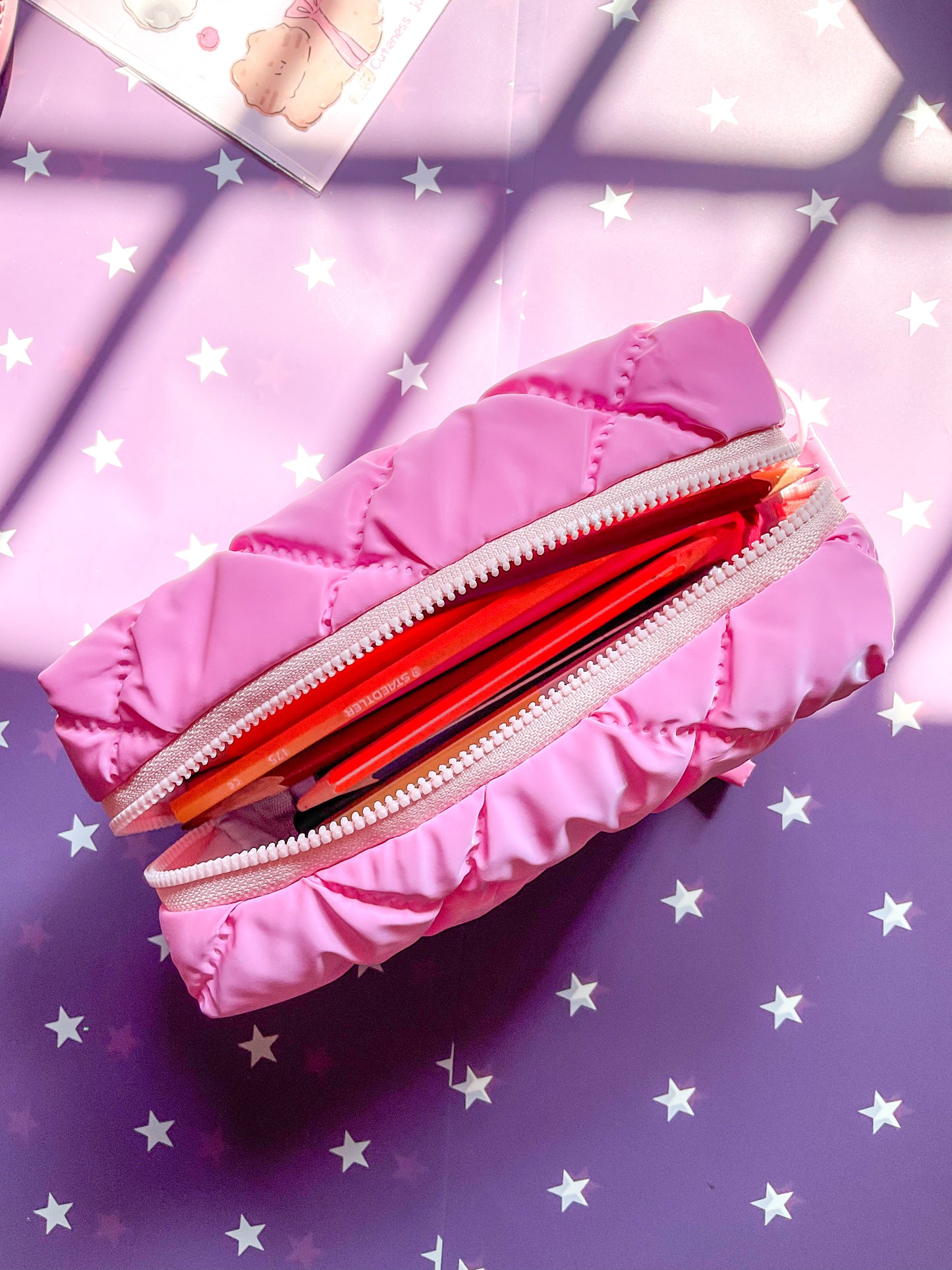KV53042-R11 Premium Quality Pencil Pouch| Stylish Toiletry Bag Multifunction Cosmetic Bag| Cute Kawaii Pencil Bag Pink