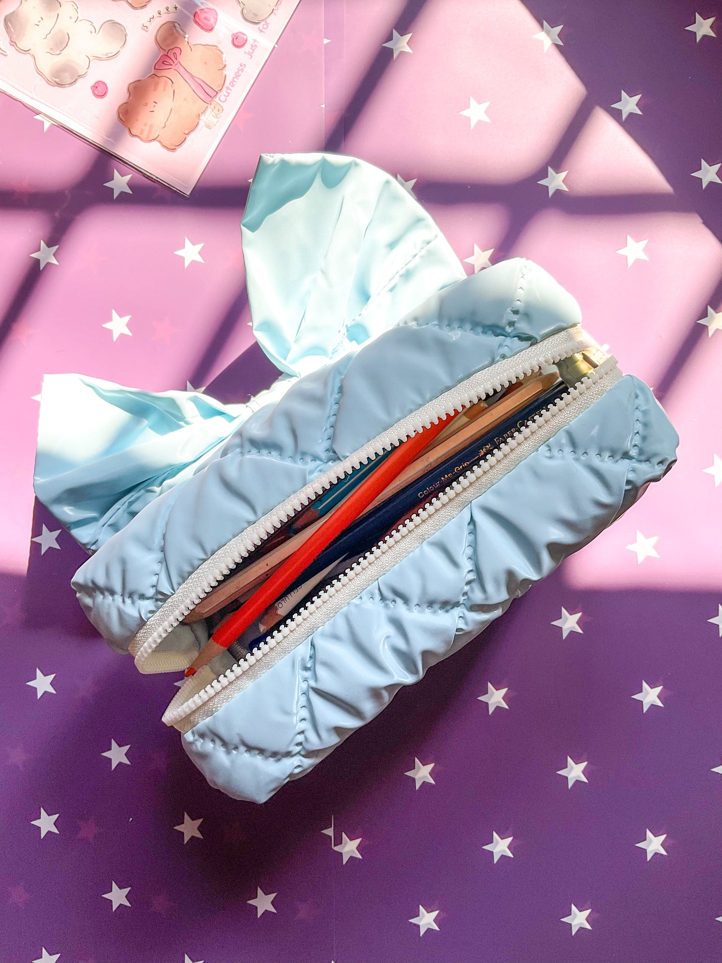 KV53042-R11 Premium Quality Pencil Pouch| Stylish Toiletry Bag Multifunction Cosmetic Bag| Cute Kawaii Pencil Bag Sky Blue
