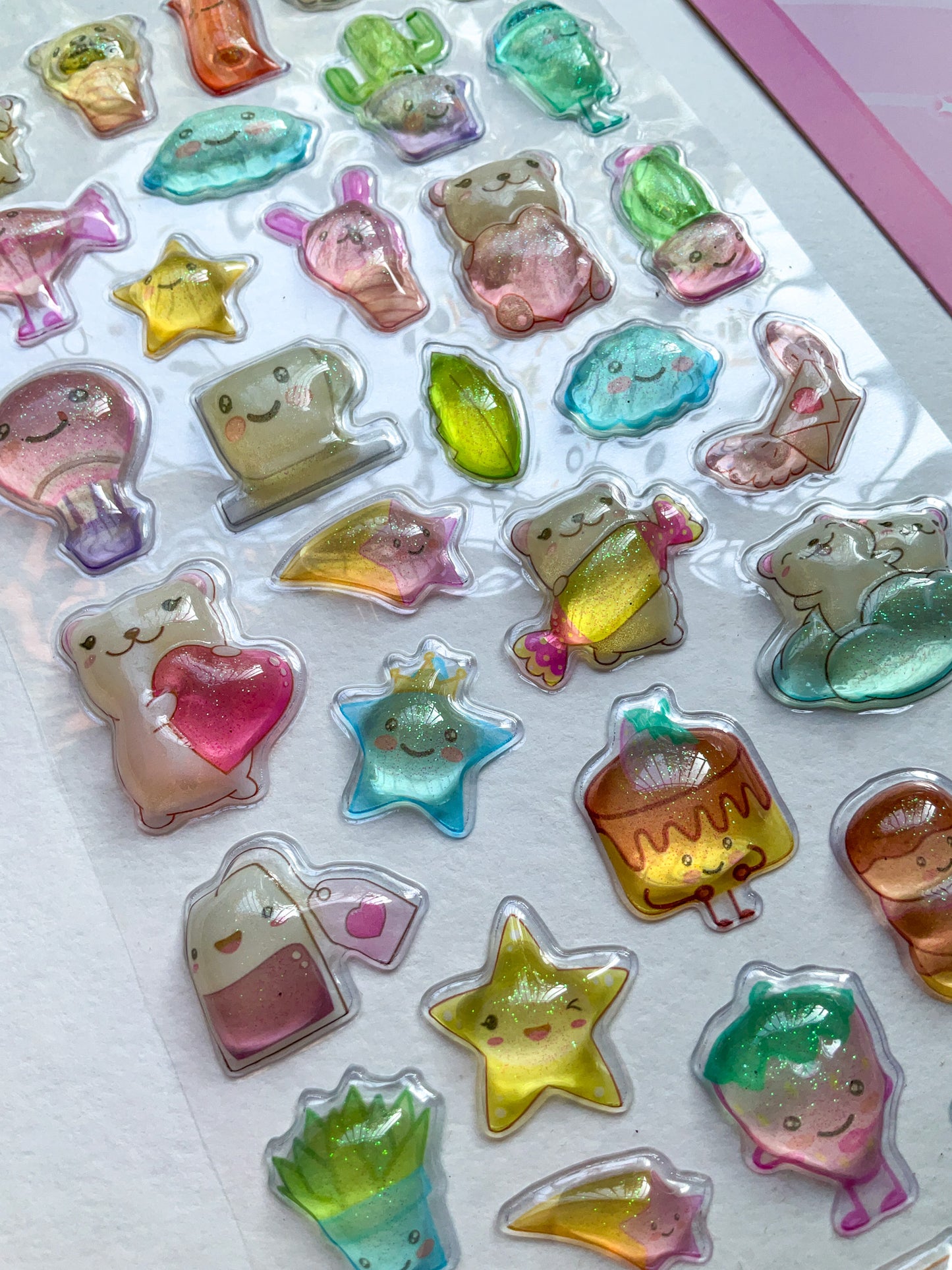 LDN #1-Cute 3D Embossed Kawaii Sticker Sheet| Puffy Sticker| Cute Relief Sticker