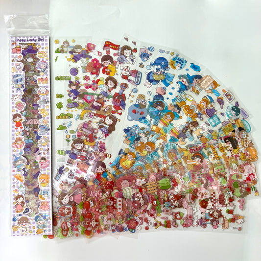 #10 Kawaii Long Sticker Set | Cute Stickers | 40*8cm | 20 Sheets