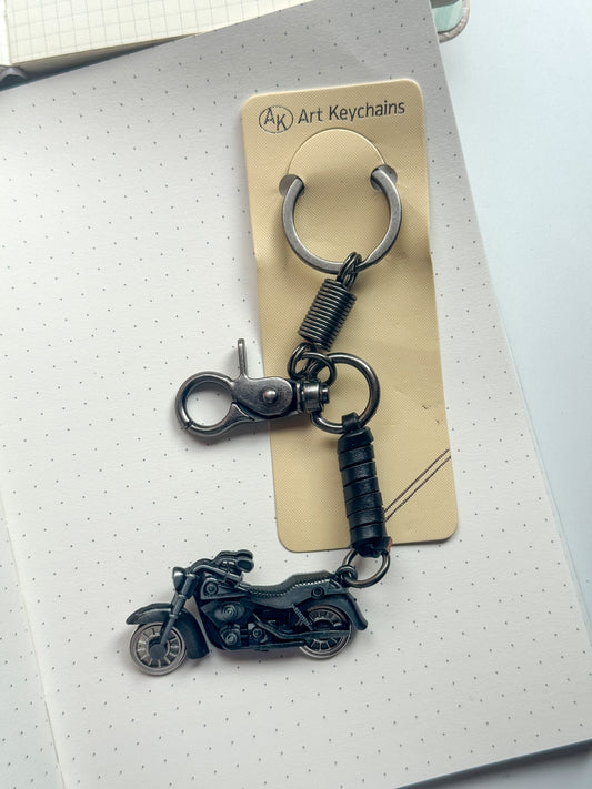 Motorcycle Shaped Keychain| Leather Keychain with Spring Keyring| BAK