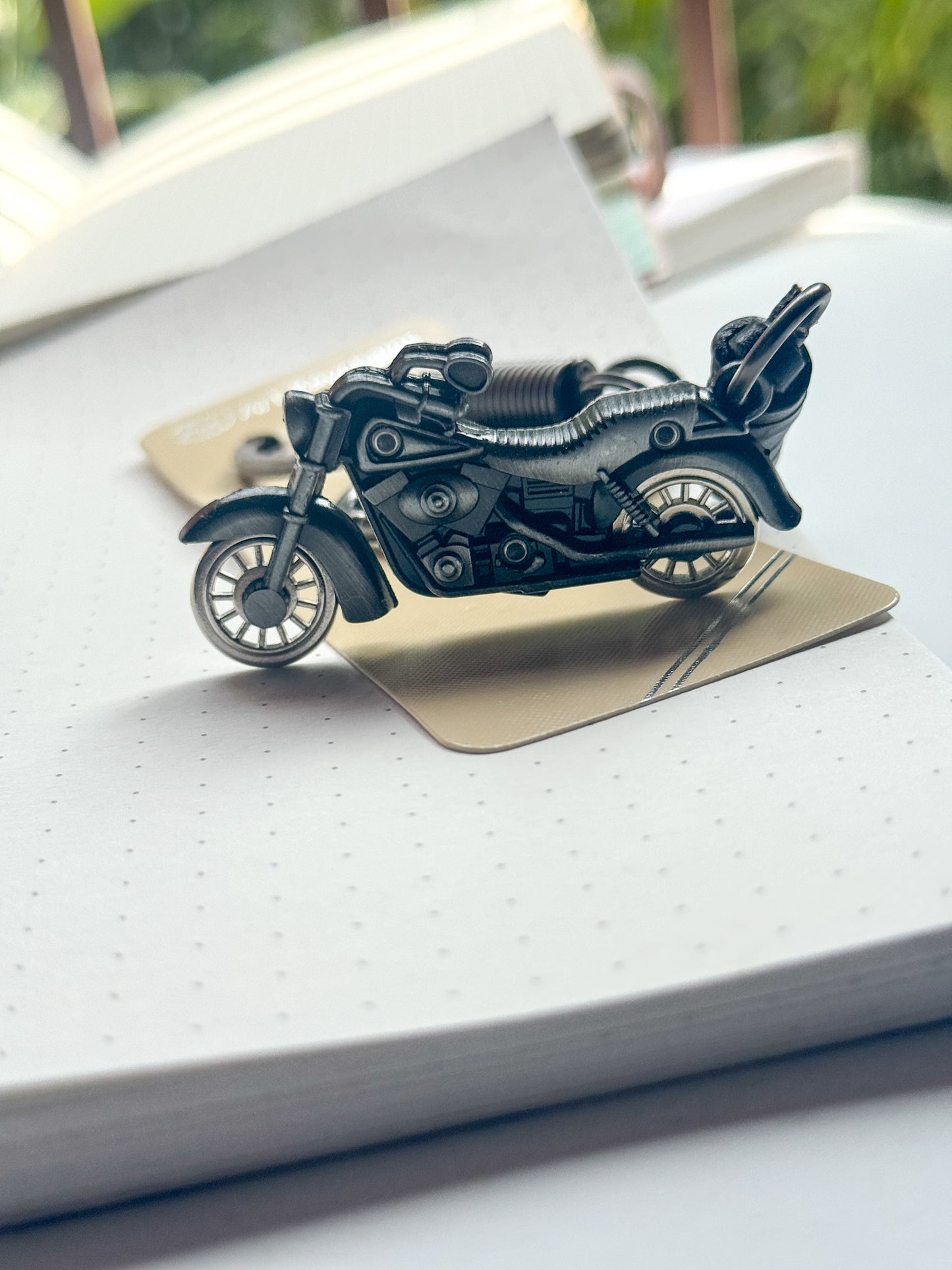 Motorcycle Shaped Keychain| Leather Keychain with Spring Keyring| BAK